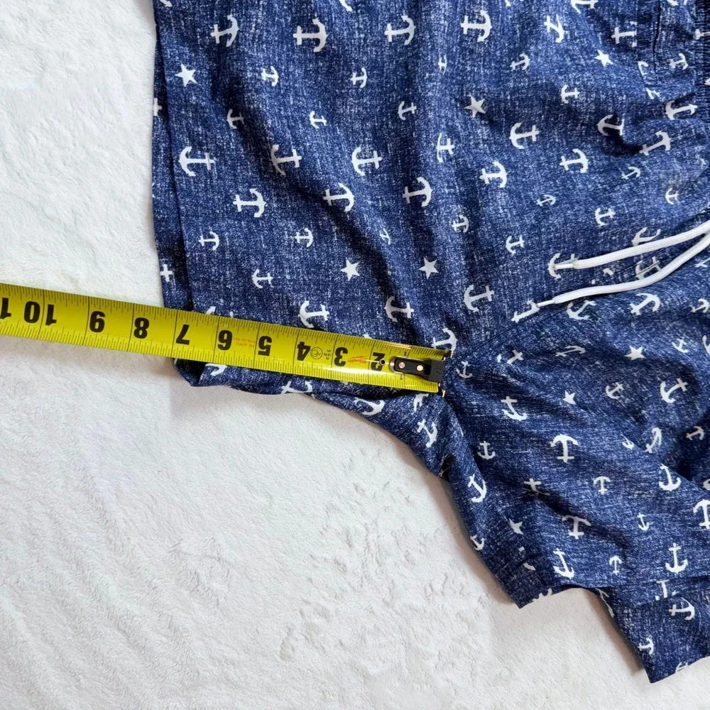 Trunks Surf & Swim Co Anchor Swim Trunks Men Large Blue Good Nautical Drawstring